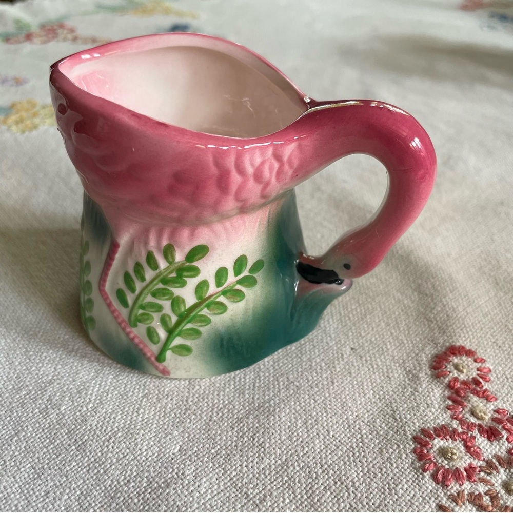 Vintage Sarsaparilla Deco Design 1982 Pink Flamingo Creamer. 3"Tall x 4" Wide - Picture 14 of 14